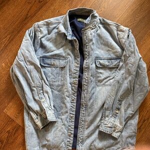 ORVIS Shirt Men Large Fleece Lined Denim Button Shirt Jacket - Size XL